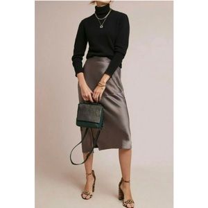 NWT Anthropologie Hutch Gray Bias Satin Skirt Size 6